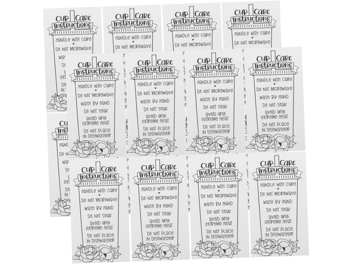 Juego de 30 tarjetas de cartón para el cuidado de los vasos Slowmoose con tapa y pajita.