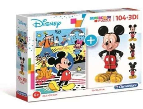 Puzzle 3D CLEMENTONI Mickey Mouse (104 Piezas - Edad mínima: 3 años)