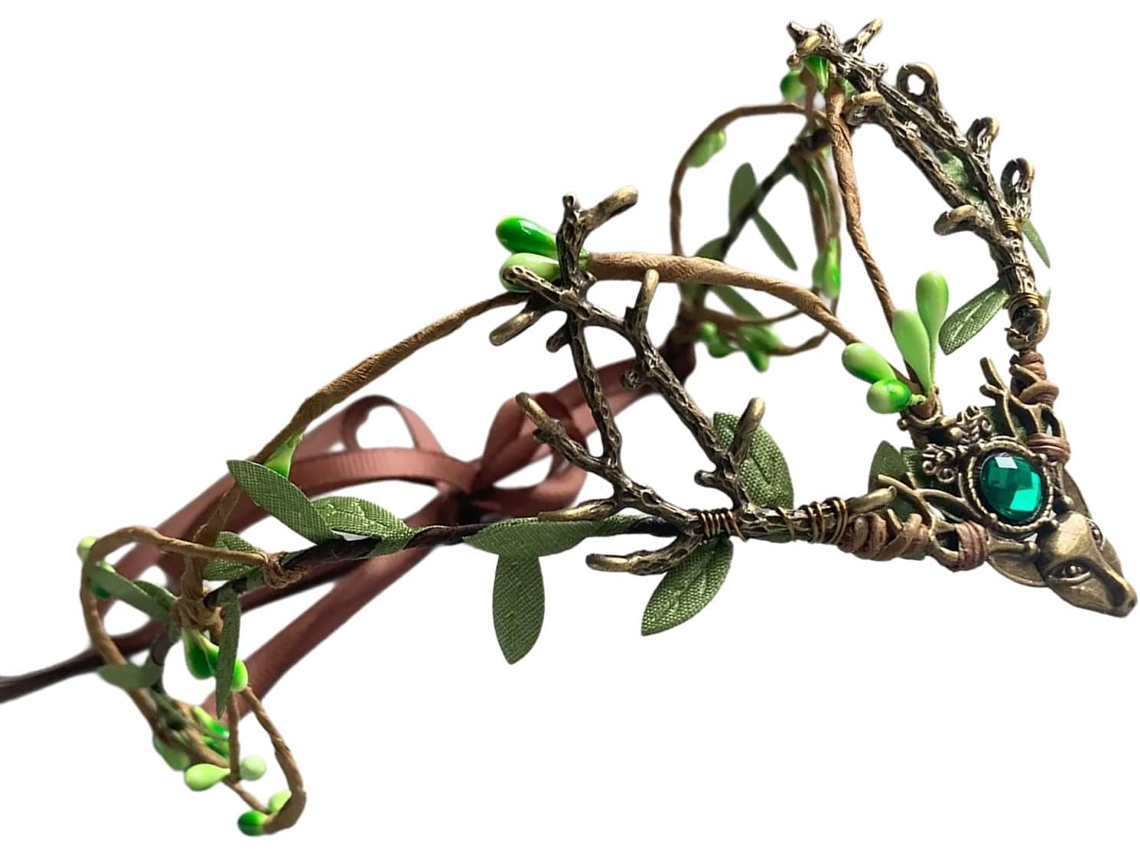 Diadema Artística Con Forma De Cuerno De Vid, Con Estampados Y Hojas Para Un Ajuste Cómodo Y Elegante.