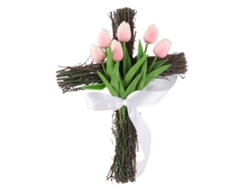 Símbolo de crucifijo para decoración de puerta con rama de Pascua