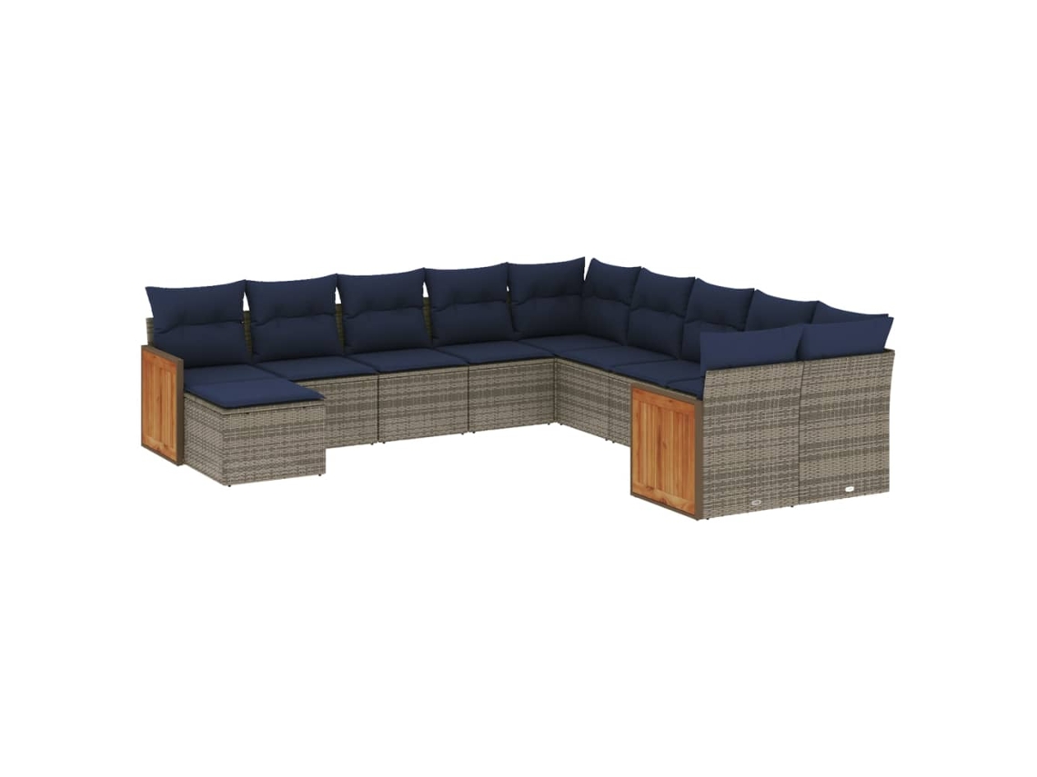 Maison Exclusive - Conjunto De Sofá De Jardín De 11 Piezas Con Cojines, Poliratán Gris