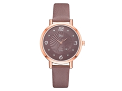 Reloj De Cuarzo Sencillo Para Mujer Con Correa De Piel Sintética Beige.