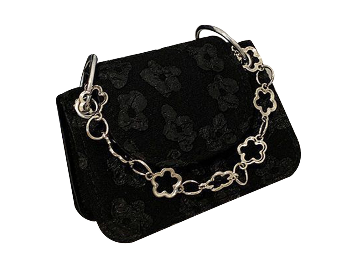 Minibolso De Hombro Con Cadena - Bolso De Verano De Moda Para Mujer - Organizador De Pintalabios - Pu Negro