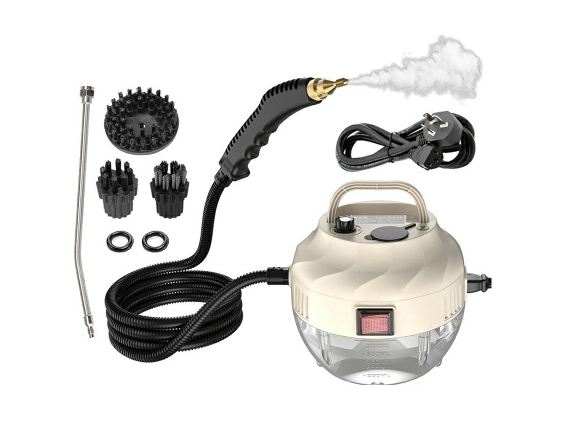 Limpiador a vapor de alta temperatura y alta presión, 1500 W, 1000 ml, 6 modos ajustables para limpieza de cocina y coche, color beige Gertiz