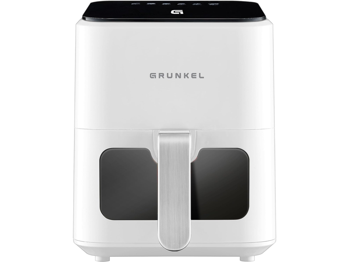 GRUNKEL - Freidora aire - Airfryer - EASY FRYER de 4L y 1200W con panel de control digital Multifunción. Temporizador 60 minutos 7 programas de cocina para freir sin aceite (Blanco)