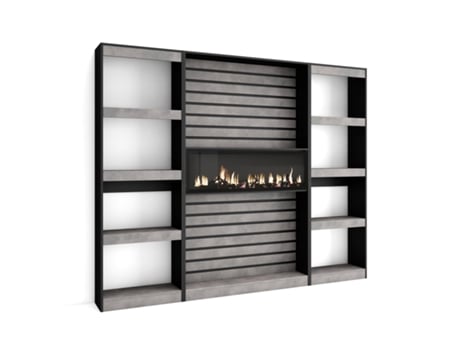 Librería estantería 230x186x25cm Salón - Comedor - Oficina Chimenea eléctrica Cemento SKRAUT HOME