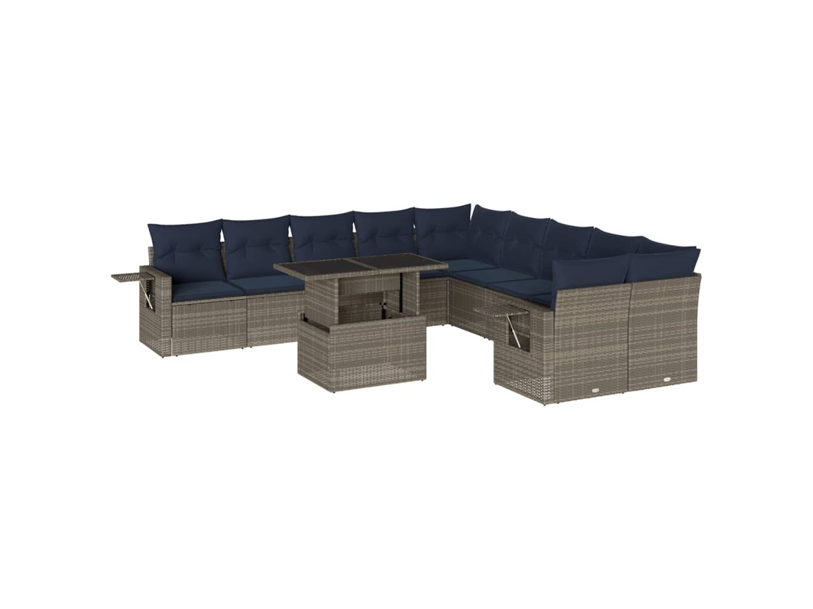 Maison Exclusive - Conjunto De Sofá De Jardín De 11 Piezas Con Cojines, Poliratán Gris