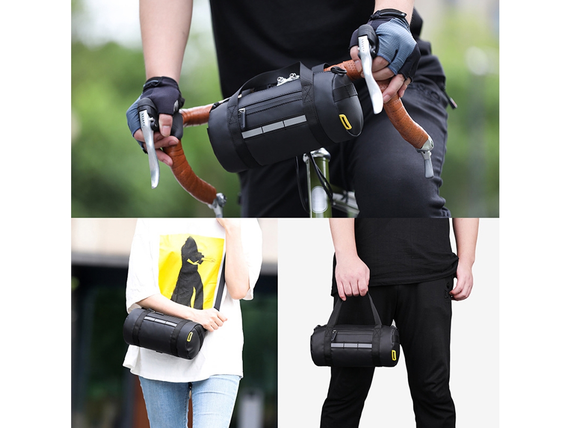 Bolsa multifuncional para manillar de bicicleta, resistente al agua, modelo 2026, con asa y correa para el hombro extraíbles.