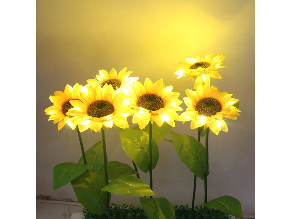 2026-2 Paquetes Luces Girasoles Solares Control Inteligente Exterior Impermeable Jardín Paisaje Poste (3 Girasoles)