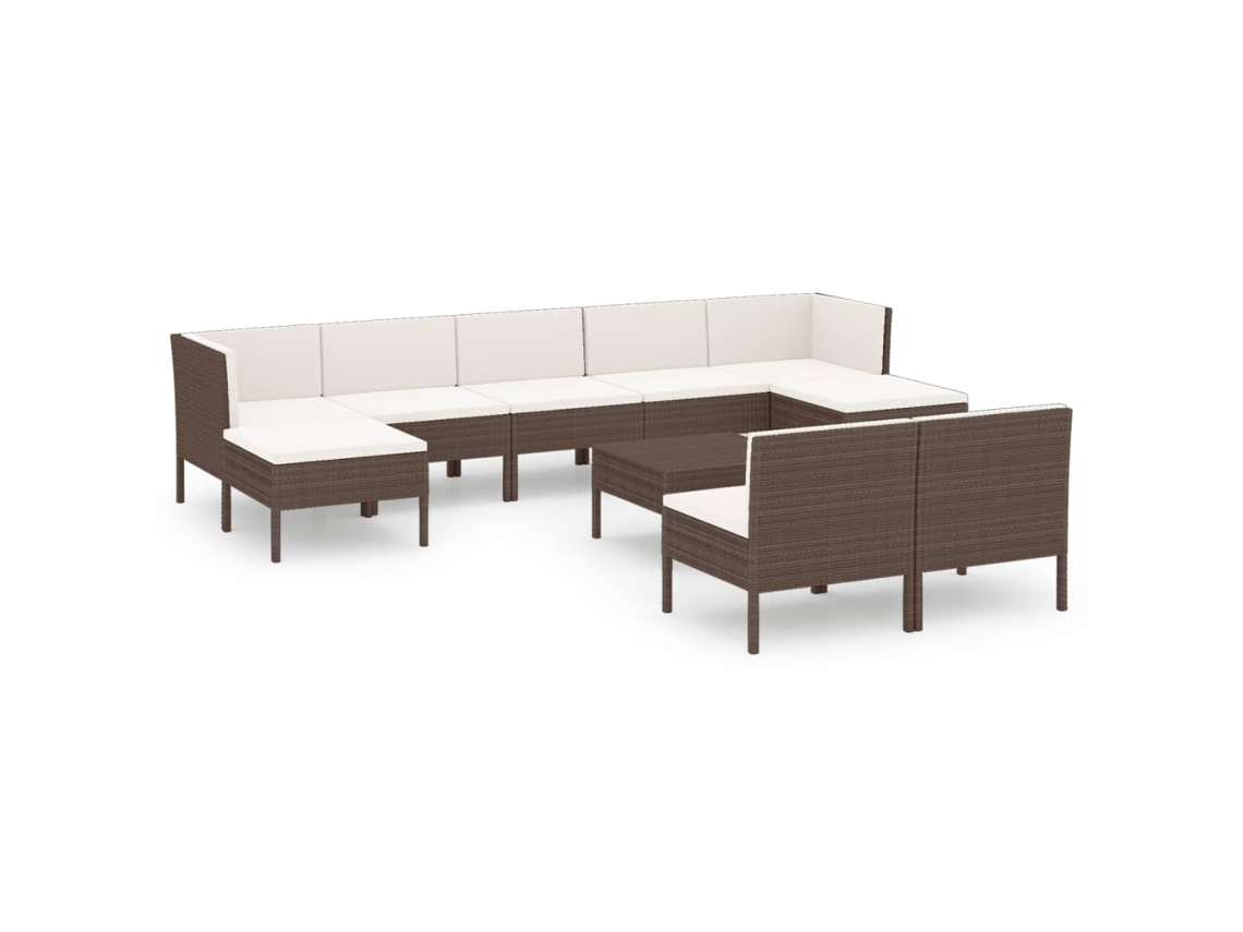 Maison Exclusive - Set Muebles De Jardín 10 Pzas Y Cojines Ratán Sintético Marrón