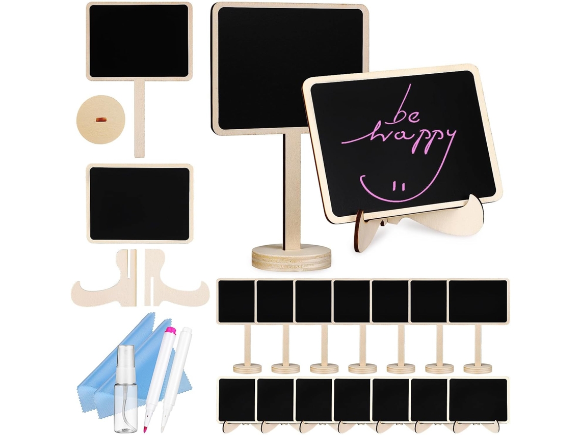 Juego De Mini Pizarras Borrables De Madera Y Plástico, Accesorios Para Fiestas Y Tarjetas De Mesa.