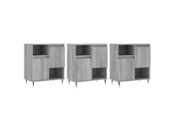Maison Exclusive - Aparadores 3 Uds Madera Contrachapada Gris Sonoma