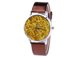 Reloj De Cuarzo Unisex Con Correa De Cuero Pu Dial Grande Casual Zhoulianfa Café