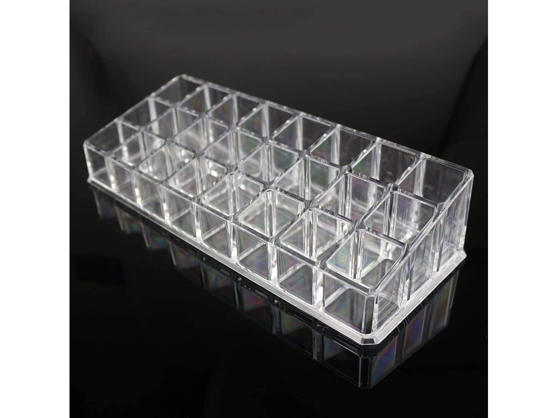 Organizador de labiales acrílicos con 24 compartimentos (transparente)