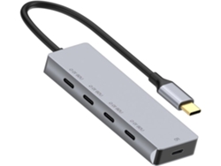 1 Concentrador Usb-c De 4 Puertos, 10 Gbps, Pd100 W, Adaptador De Carga De Aluminio.