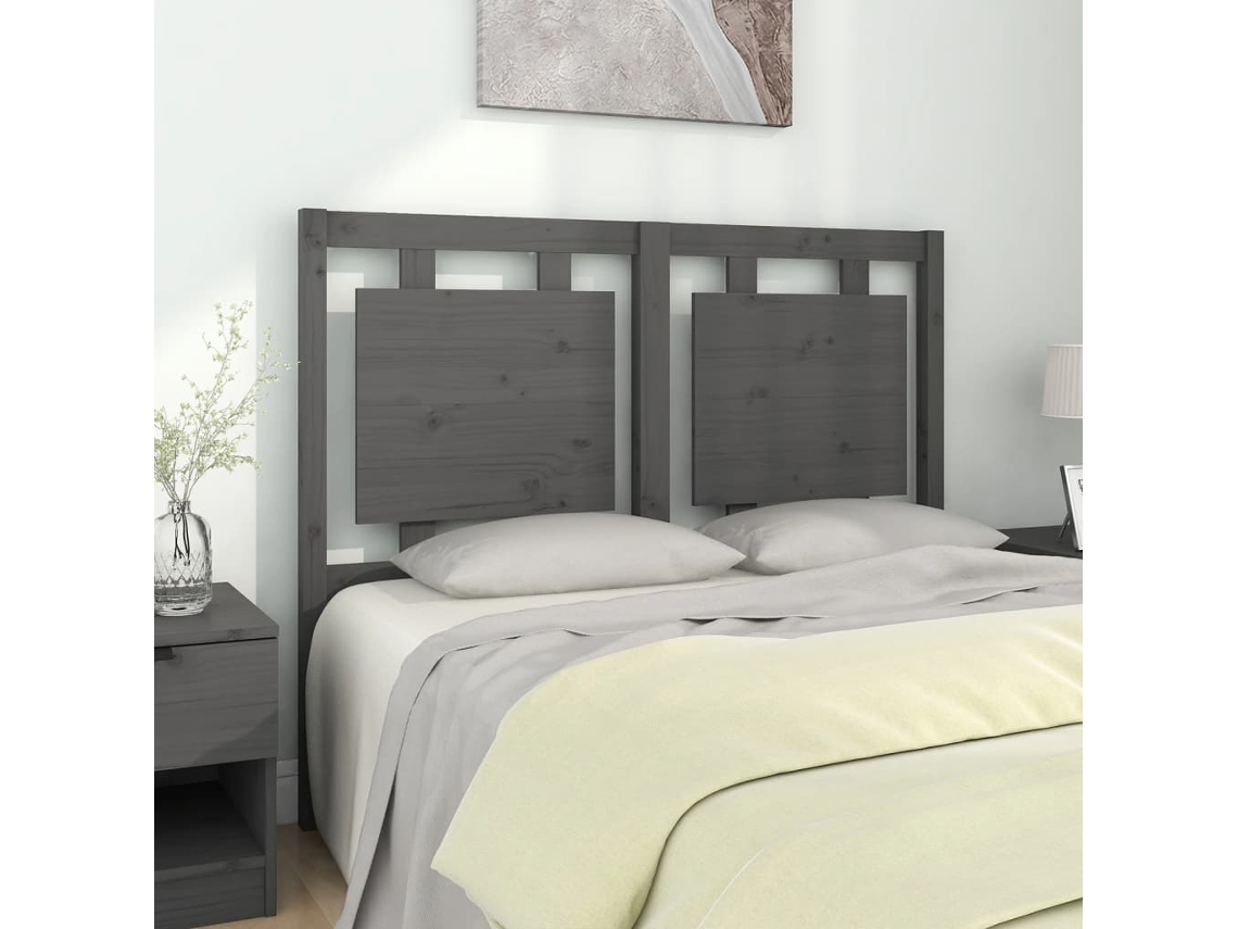 Cabecero De Cama Madera Maciza De Pino Gris 125,5x4x100 Cm
