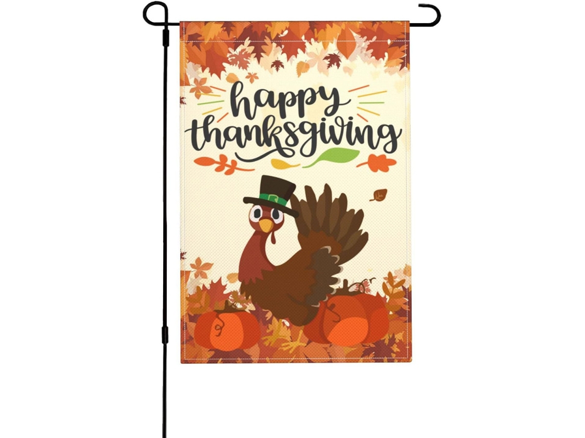 Guirnalda de jardín de Acción de Gracias 30x45 cm – Decoración de pavo de doble cara en arpillera para patio trasero (Estilo 10)