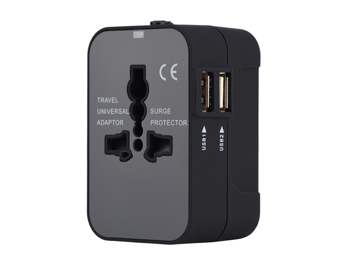 Enchufe De Viaje (multifuncional Con Usb Dual)