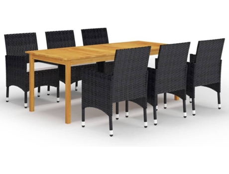 Conjunto 7 de comedor de jardín de VIDAXL negro