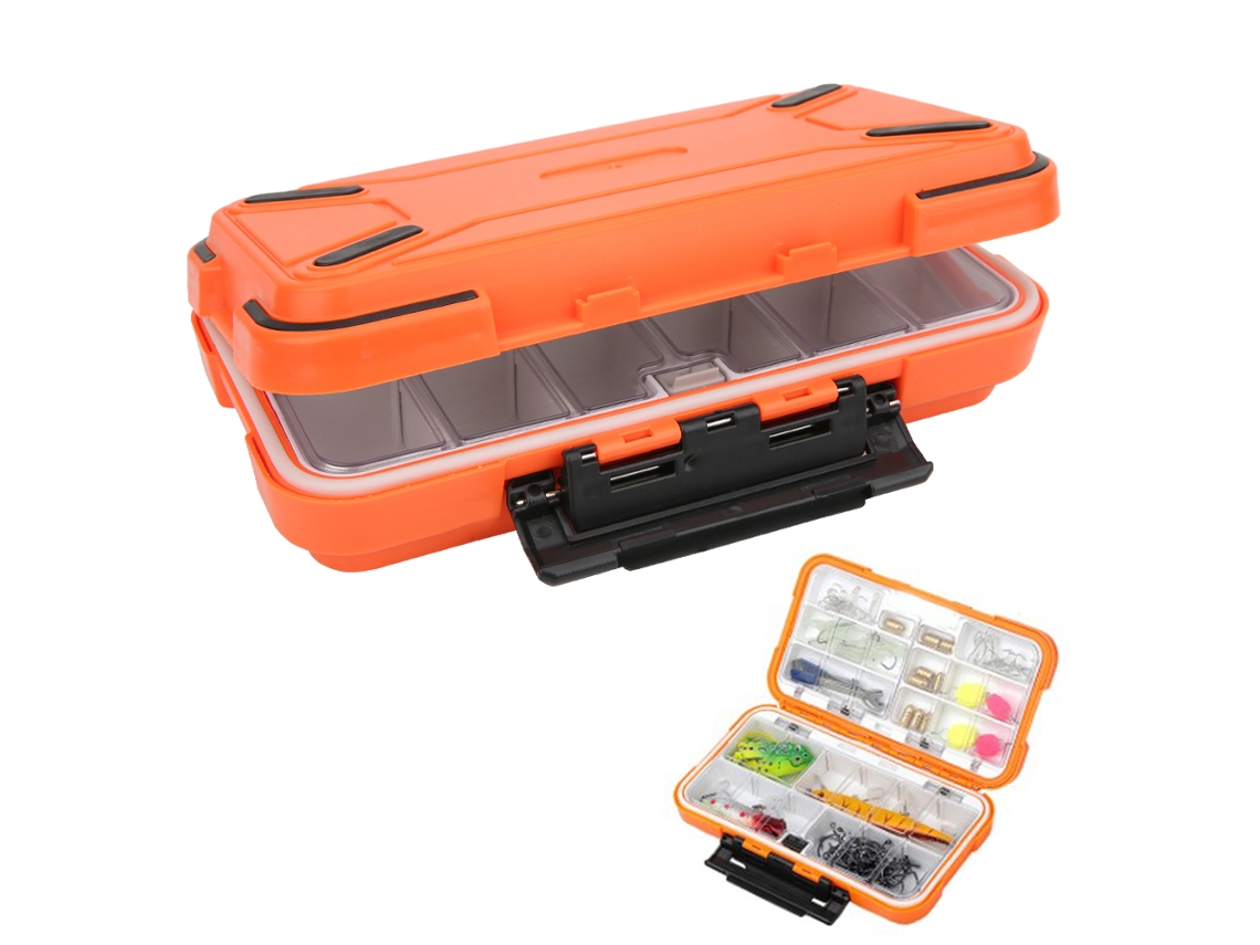 Caja de aparejos de pesca impermeable de ABS amarillo