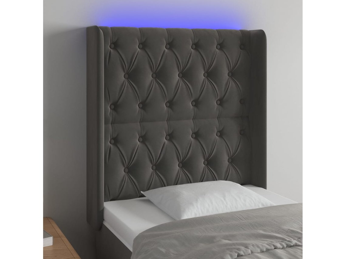Cabecero Con Led De Terciopelo Gris Oscuro 83x16x118/128 Cm