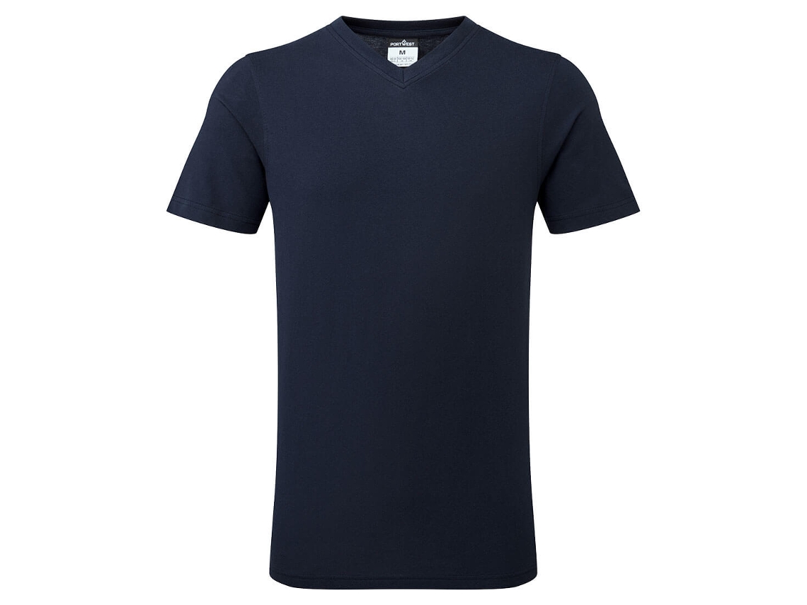 Camiseta de algodón con cuello en V – Comodidad y estilo Negro / S