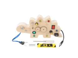 Ats-juguete De Tablero De Dinosaurio De Madera Con Luz Led, Tablero Sensorial Educatsivo Portátil Para Niños Pequeños