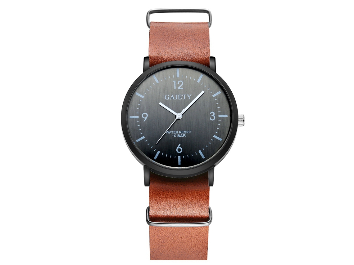 Reloj Hombre De Moda Con Correa Pu Analógico De Cuarzo Para Uso Casual (marrón)