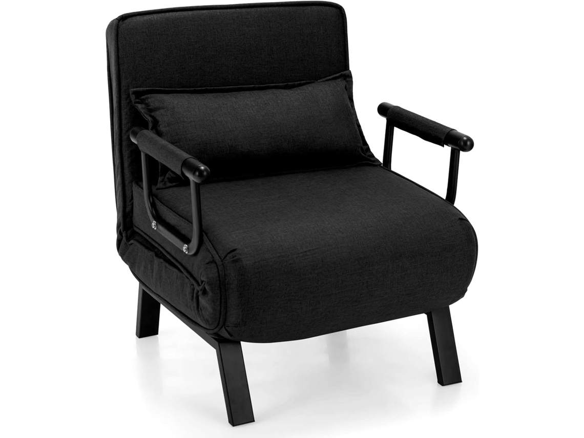 Sofá Cama Convertible, Silla de Dormir Individual Tri-Fold con Respaldo Ajustable de 6 Posiciones, Cojín Desmontable y Asiento Tapizado COSTWAY