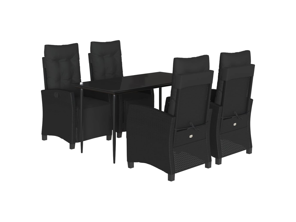 Maison Exclusive - Set De Muebles Jardín 5 Pzas Con Cojines Ratán Sintético Negro