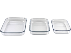 Conjunto De 3 Fuentes Rectangulares De Vidrio Borosilicato Modelo Baritina 1600Ml-2200Ml-3000Ml