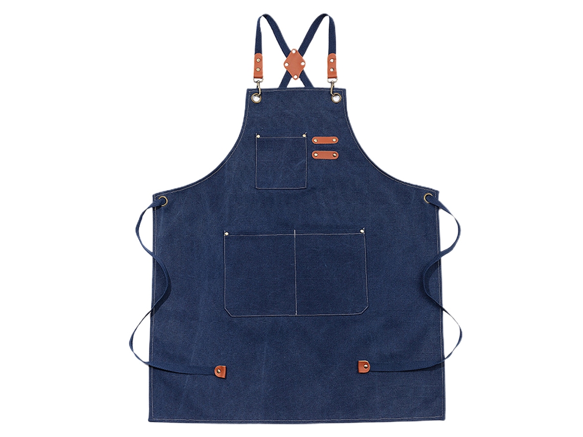 Delantal De Algodón Con Espalda Cruzada Para Hombre Y Mujer, Con Bolsillo Grande, Ajustable, Aproximadamente 75x68 Cm