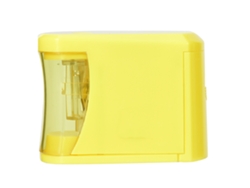 Sacapuntas Eléctrico Amarillo De Abs Con Patas Antideslizantes: Eficiente Para Estudiantes Y Material Escolar.