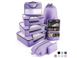 Juego de 8 bolsas de viaje, accesorios de almacenamiento de viaje con neceser colgante y bolsa para zapatos Cuich (morado)