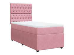 Maison Exclusive - Cama Box Spring Con Colchón Terciopelo Rosa 100x200 Cm