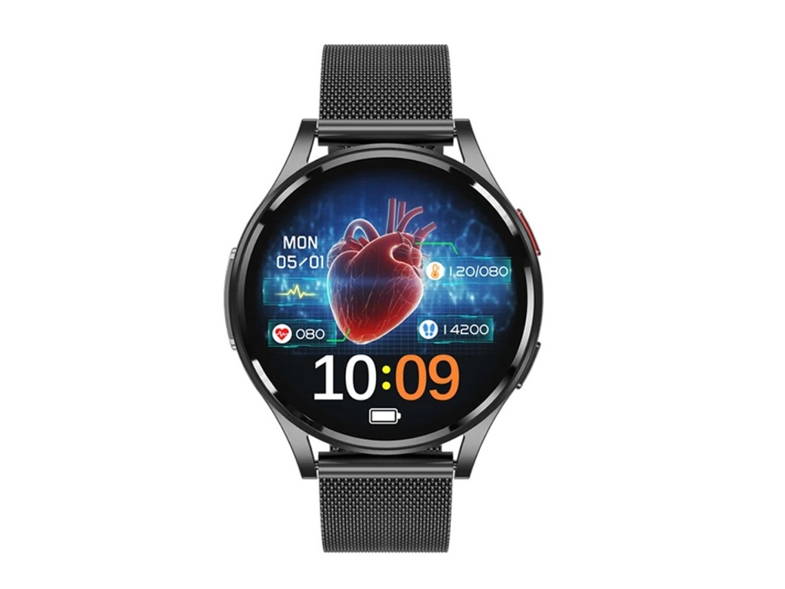 Reloj inteligente con llamadas Bluetooth, reproducción de música, notificaciones, alertas y monitorización de ECG (negro) Yizhood