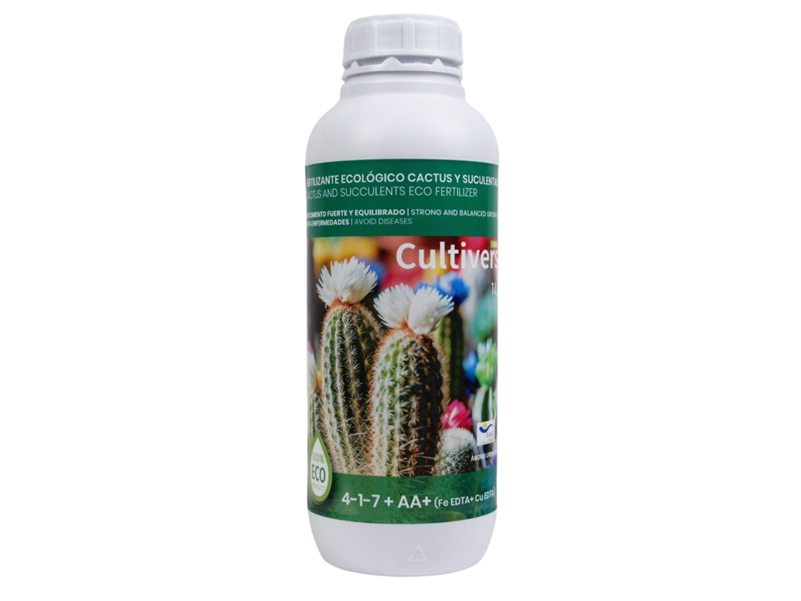 CULTIVERS Fertilizante Cactus y Crasas Ecológico 1 L Abono Líquido de Crecimiento Saludable con Mayor Floración. Abono 100% Orgánico y Natural