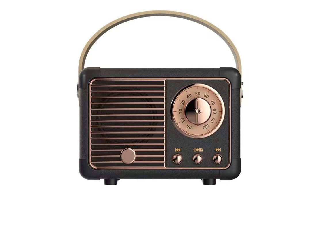 Altavoz Bluetooth estilo retro Diseño de radio clásico de estilo antiguo Diseño compacto y portátil Negro Lalamoli