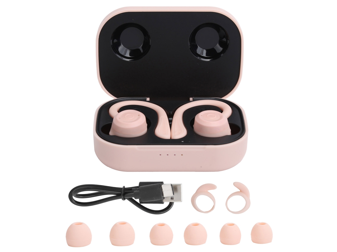 Fones De Ouvido Bluetooth Sem Fio Com Gancho Para Orelha, Headset Intra-auricular Com Caixa De Carregamento (nuage Rose)
