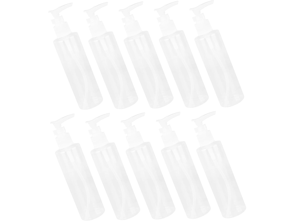 Flacon Pompe À Shampoing 200ml Lot De 10 En Plastique Pp Transparent Rechargeables Para Lotions H...