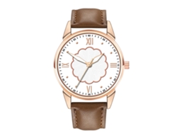 Reloj De Pulsera De Aleación Para Hombre Con Esfera Redonda Y Movimiento De Cuarzo, Estilo Moderno (marrón Oscuro Y Blanco).