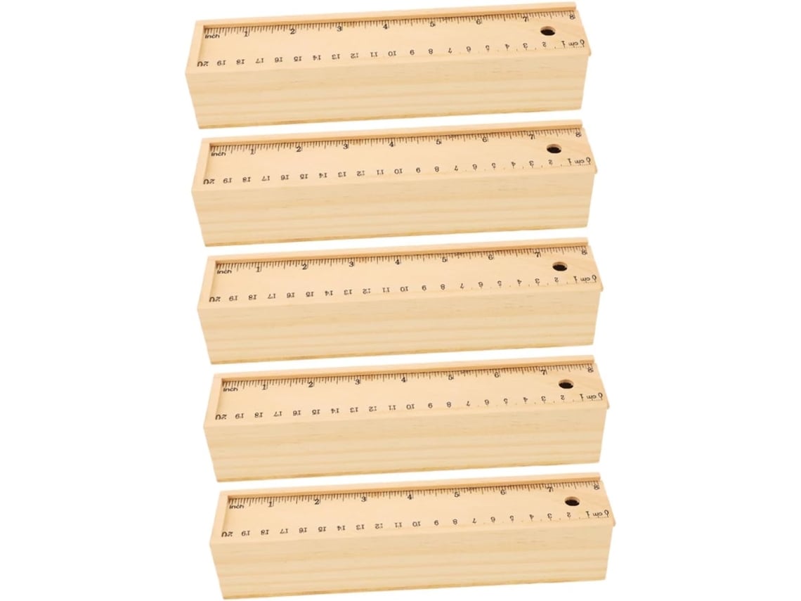 Nuobesty Caja De Almacenamiento De Lápices De Madera De 5 Piezas Con Cajón Deslizante Estuche Para Lápices