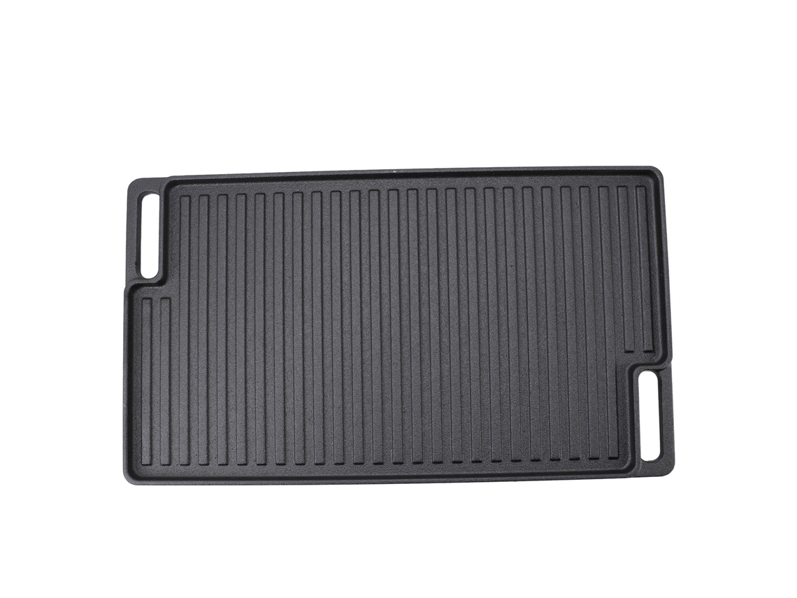 Parrilla rectangular reversible de hierro fundido precurado, sartén familiar antiadherente, utensilios de cocina con asas