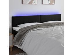 Cabecero Con Led Cuero Sintético Negro 160x5x78/88 Cm