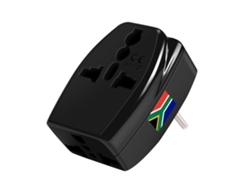 Adaptador de viaje tipo D Sudáfrica 3 tomas de corriente Negro Akashi