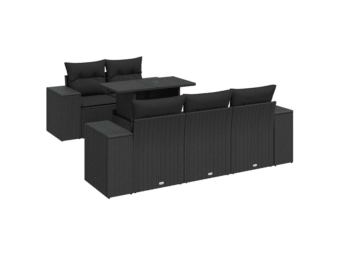 Conjunto 6 De Sofás Para Jardín VIDAXL Negro Poli Ratán(100 x 55 x 73 cm)