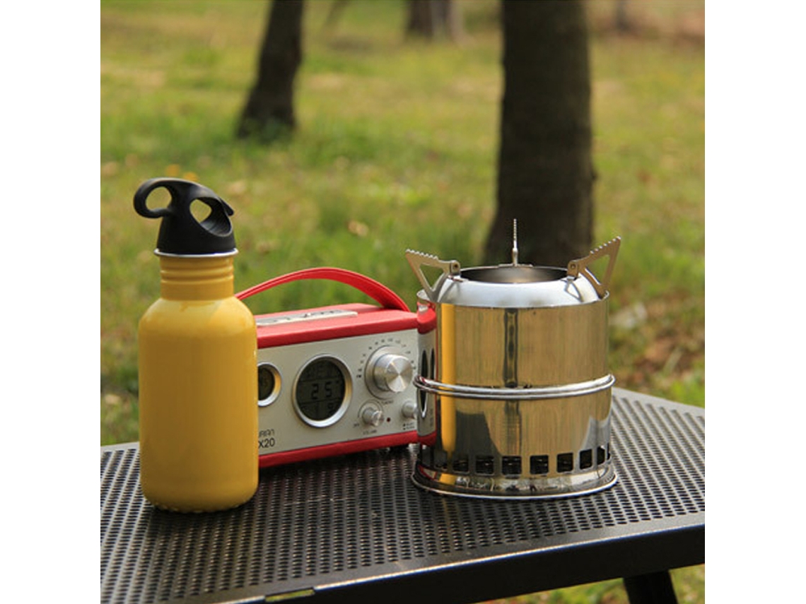 Hornillo De Leña Portátil Plegable De Acero Inoxidable Para Acampar, Hacer Senderismo, Picnics Y Barbacoas.