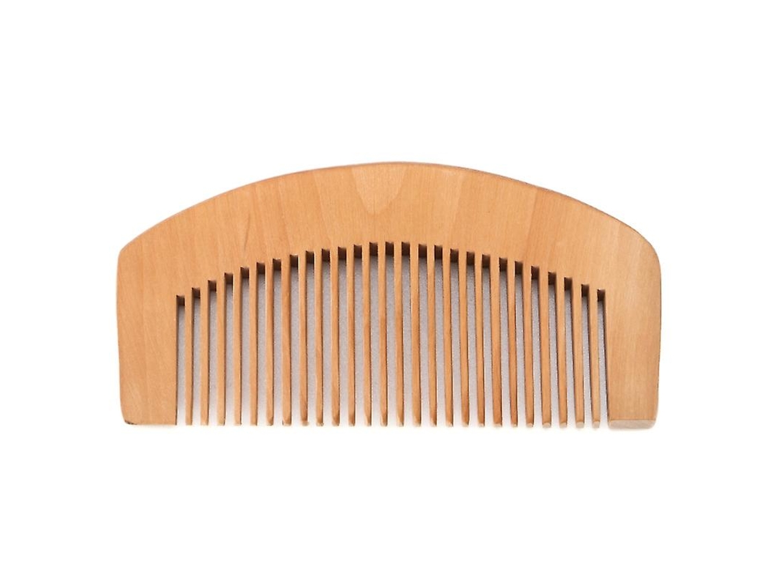 Peine de madera de durazno con dientes finos para masaje de cabeza, cuidado del cabello, barba y bigote, antiestático. Tienda Jinyubo