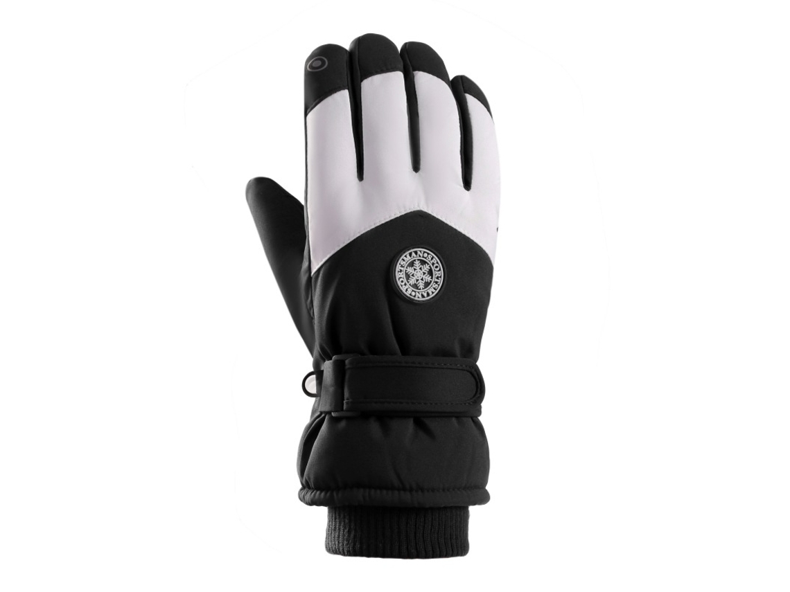 Guantes de esquí de invierno para hombre y mujer, impermeables, resistentes al viento, cálidos y gruesos, con logotipo redondo en blanco y negro, talla única. Chennnls