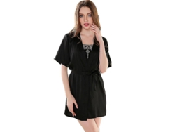 2026-conjunto De Pijamas De Encaje Seda Kimono Y Camisón Con Tirantes Estilo Francés Romántico P8002